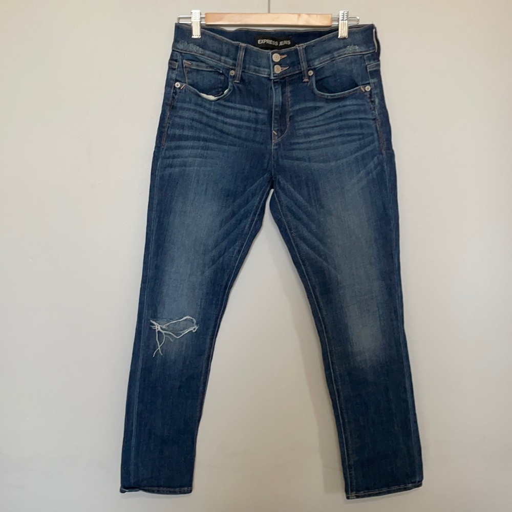 Express mid rise stretch skinny jeans.